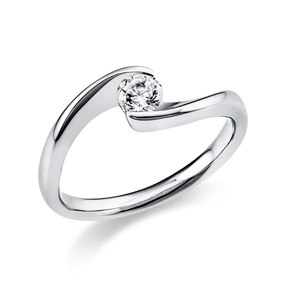 Solitaire Ring aus 750 Gold Weißgold Brillant 0,25ct TW-SI B:6,3mm