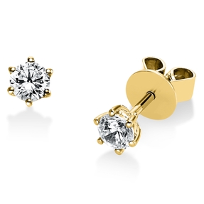 Solitaire Ohrstecker aus 750 Gelbgold 2 Brillanten 0,4ct TW-SI Ø4,6mm 6er-Krappe