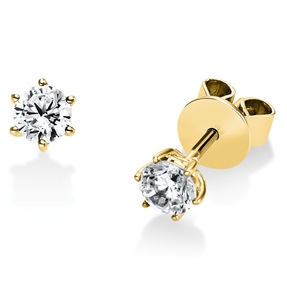 Solitaire Ohrstecker aus 585 Gelbgold 2 Brillanten 0,5ct TW-SI Ø4,5mm 6er-Krappe