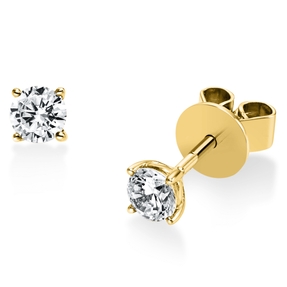 Solitaire Ohrstecker aus 585 Gelbgold 2 Brillanten 0,4ct TW-SI Ø3,5mm 4er-Krappe