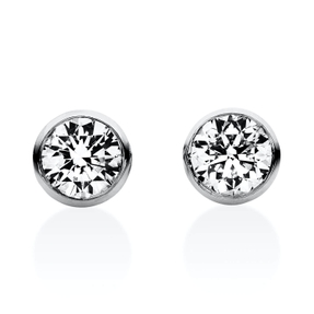 Solitaire Ohrstecker aus 585 Weißgold 2 Brillanten 0,5ct TW-SI B:5,5mm V-Zarge