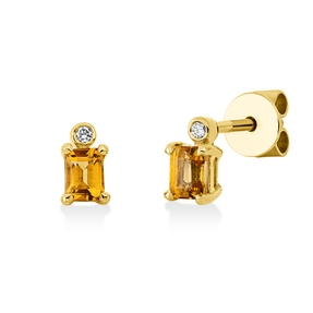 Ohrstecker 750 Gelbgold 2 Citrine 0,42ct gelb 2 Brillanten 0,02ct TW-SI 6,3x3,8mm