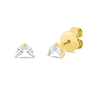 Ohrstecker aus 750 Gelbgold 4 Diamanten Navette-Schliff 0,13ct TW-SI 3,2x4,5mm