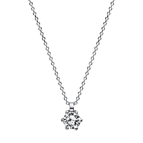 Solitaire Collier aus 750 Gold Weißgold Brillant 0,2ct TW-SI L:42cm 6er-Krappe