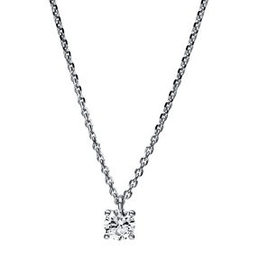 Solitaire Collier aus 585 Gold Weißgold Brillant 0,25ct TW-SI L:42cm 4er-Krappe