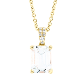 Collier aus 750 Gelbgold Amethyst 1,4ct grün 8 Brillanten 0,03ct TW-SI L:45cm