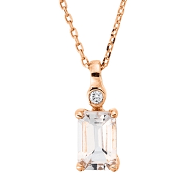 Collier aus 750 Gold Rotgold Morganit 0,54ct Brillant 0,01ct TW-SI L:45cm