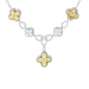 Collier aus 750 Gold gelb/weiß 232 Diamanten 4,87ct TW-PI L:40,6cm