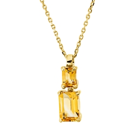 Collier aus 750 Gold Gelbgold 2 Citrine 0,8ct gelb L:45cm 4er-Krappe