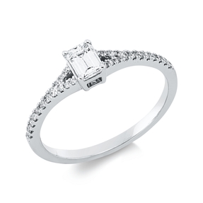 Ring aus 750 Gold Weißgold 29 Diamanten 0,42ct TW-SI B:4,8mm 4er-Krappe