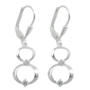 Paar Ohrhänger Ohrringe 31x10mm 2 Ringe mit Zirkonia aus 925 Silber Paar Ohrhänger Ohrringe 31x10mm 2 Ringe mit Zirkonia aus 925 Silber