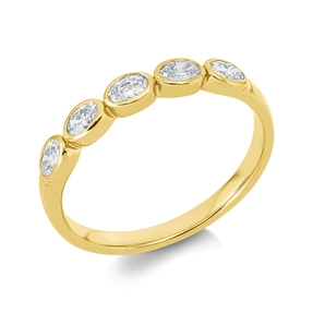 Ring aus 750 Gold Gelbgold 5 Diamanten Oval-Schliff 0,4ct TW-SI B:3,3mm
