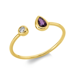 Ring aus 750 Gelbgold Rubin 0,24ct rot Brillant 0,04ct I-SI/PI B:5,2mm