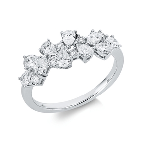 Ring aus 750 Gold Weißgold 16 Diamanten 0,98ct TW-SI B:7,1mm