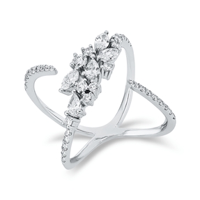 Ring aus 750 Gold Weißgold 42 Diamanten 0,9ct B:18,5mm