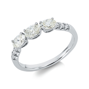 Ring aus 750 Gold Weißgold 9 Diamanten 0,77ct B:3mm 4er-Krappe