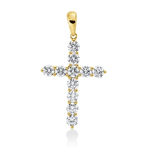 Anhänger Kreuz aus 750 Gelbgold 11 Brillanten 1,48ct F-VSI/SI 31,6x17,3mm mit Öse Anhänger Kreuz aus 750 Gelbgold 11 Brillanten 1,48ct F-VSI/SI 31,6x17,3mm mit Öse