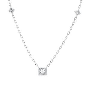 Collier aus 750 Gold Weißgold 3 Diamanten 0,25ct TW-SI L:45,7cm