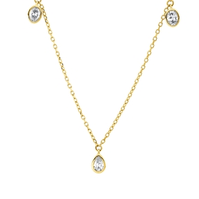 Collier aus 750 Gold Gelbgold 5 Diamanten 0,48ct TW-SI L:45,7cm