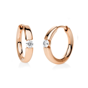 Solitaire Creolen aus 585 Gold Rotgold 2 Brillanten 0,16ct TW-SI 13,8x2,4mm