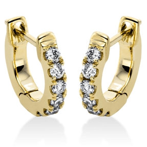Creolen aus 750 Gold Gelbgold 12 Brillanten 0,21ct TW-SI 10,3x1,9mm