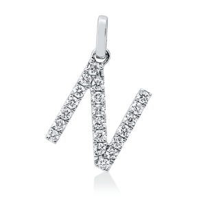 Anhänger Buchstabe N aus 750 Weißgold 20 Brillanten 0,21ct TW-SI 16,4x8,1mm
