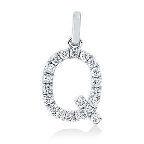 Anhänger Buchstabe Q aus 750 Weißgold 20 Brillanten 0,21ct TW-SI 16,2x8,5mm