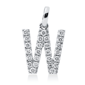 Anhänger Buchstabe W aus 750 Weißgold 25 Brillanten 0,26ct TW-SI 15,2x9,8mm