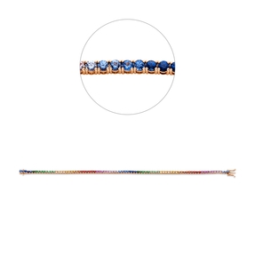 Armband aus 750 Gold Rotgold 82 Saphire 3,52ct mehrfarbig B:2mm L:18cm
