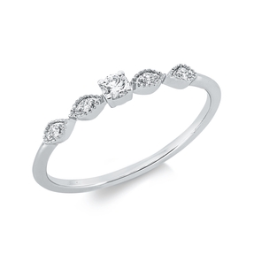 Ring aus 750 Weißgold 4 Brillanten 0,04ct TW-SI 1 Brillant 0,07ct TW-SI B:2,4mm