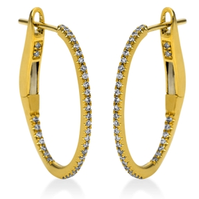 Creolen aus 750 Gold Gelbgold 70 Diamanten 0,14ct TW-SI 19,1x1mm