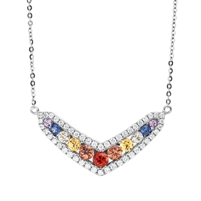 Collier aus 750 Weißgold 11 Saphire 0,96ct mehrfarbig 48 Brillanten 0,32ct TW-SI