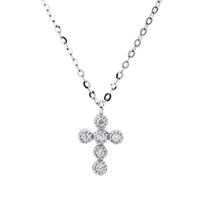 Collier Kreuz aus 750 Gold Weißgold 6 Brillanten 0,05ct F-SI L:42cm