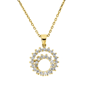 Collier aus 750 Gold Gelbgold 33 Brillanten 0,47ct TW-SI L:42cm