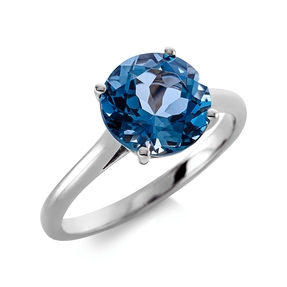 Ring aus 750 Gold Weißgold Topas 3ct London Blue Ø8,8mm 4er-Krappe