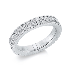 Flex-Ring aus 750 Gold Weißgold 70 Brillanten 1,8ct TW-SI B:4,2mm 4er-Krappe