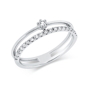 Ring aus 750 Gold Weißgold 20 Diamanten 0,25ct TW-SI B:4,5mm