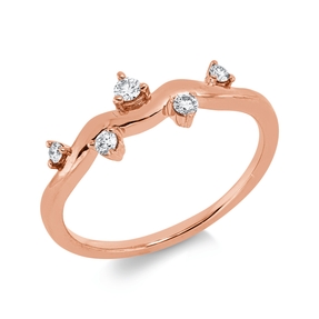 Ring aus 750 Gold Rotgold 5 Brillanten 0,13ct TW-SI B:6mm