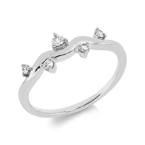 Ring aus 750 Gold Weißgold 5 Brillanten 0,13ct TW-SI B:6mm