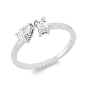 Ring aus 750 Gold Weißgold 2 Diamanten 0,43ct TW-SI B:4,7mm