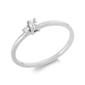Ring aus 750 Gold Weißgold 2 Diamanten 0,11ct TW-SI B:3,4mm