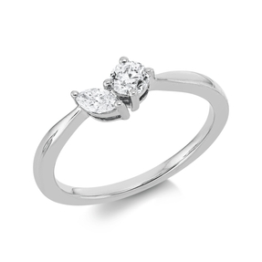 Ring aus 750 Gold Weißgold 2 Diamanten 0,36ct TW-SI B:5,4mm