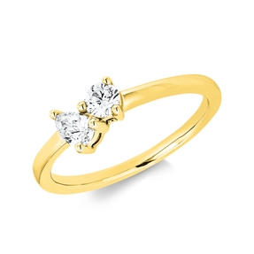 Ring aus 750 Gold Gelbgold 2 Diamanten 0,36ct TW-SI B:5,6mm