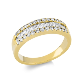 Ring aus 750 Gold Gelbgold 49 Diamanten 0,84ct TW-SI B:6,5mm