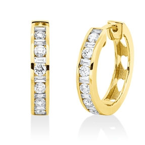 Creolen aus 750 Gold Gelbgold 26 Diamanten 0,82ct TW-SI 18x2,3mm