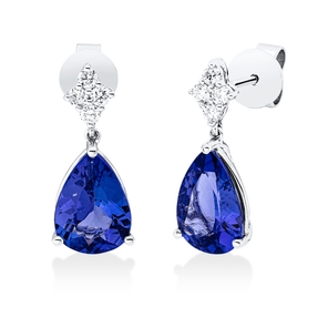 Ohrstecker 585 Weißgold 2 Tansanite 3,62ct blau 8 Brillanten 0,21ct TW-SI 16,8x7mm Ohrstecker 585 Weißgold 2 Tansanite 3,62ct blau 8 Brillanten 0,21ct TW-SI 16,8x7mm