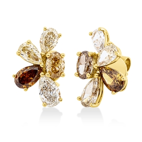 Ohrstecker aus 750 Gelbgold 10 Diamanten Fanatsy-Schliff 3,46ct fancy 15,5x10,2mm Ohrstecker aus 750 Gelbgold 10 Diamanten Fanatsy-Schliff 3,46ct fancy 15,5x10,2mm