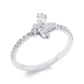 Ring aus 585 Gold Weißgold 24 Diamanten 0,5ct B:8,4mm