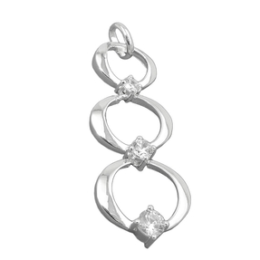 Anhänger 3 Ringe übereinander 32x13mm Zirkonia 925 Silber Halsschmuck
