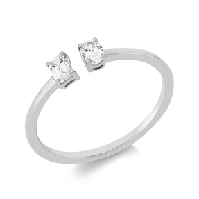 Ring aus 750 Gold Weißgold 2 Diamanten 0,24ct TW-SI B:4mm